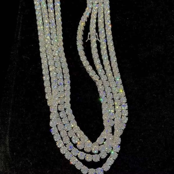 Hip-Hop Iced Out Boutique Jewelry Lab VVS Moissanite S925 Silver Vvs Silicon Stone Men and Women Tennis Chain Necklace