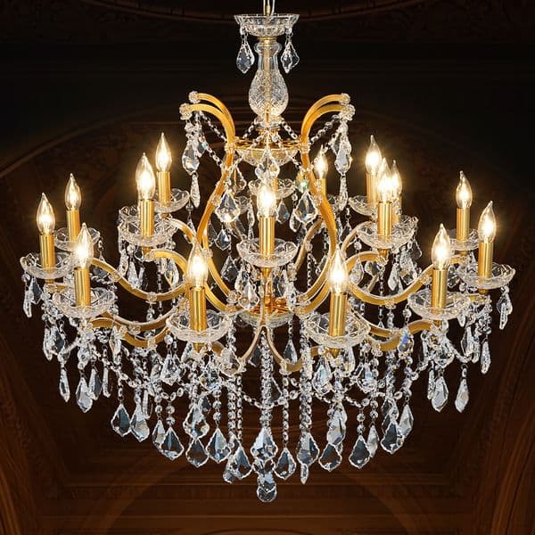 Luxury Maria Theresa Crystal Chandelier Light Modern Brushed Gold Pendant lamp Elegant Home Lighting for living room Lobby Stair Hallway