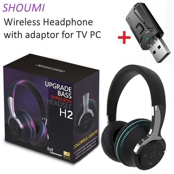 Tv Headphones Wireless Headphon with Mic USB Adaptor Headset Noise Canceling Stereo Foldable Bass for TV Earphone M251208
