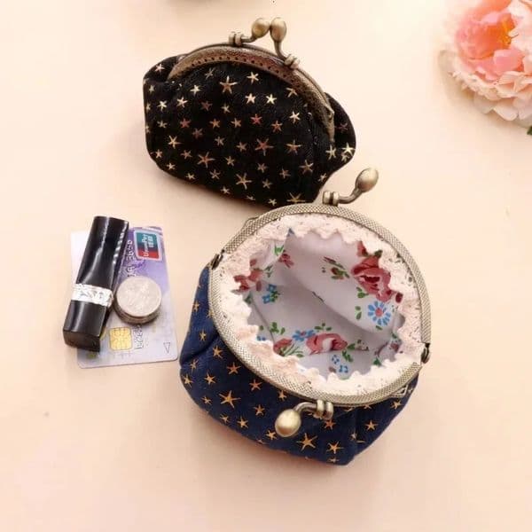 Practical Women Five-Pointed Star Coin Purse Denim Change Pouch Wallets Buckle with Kisslock Clasp Holder Clutch Handbags 251204