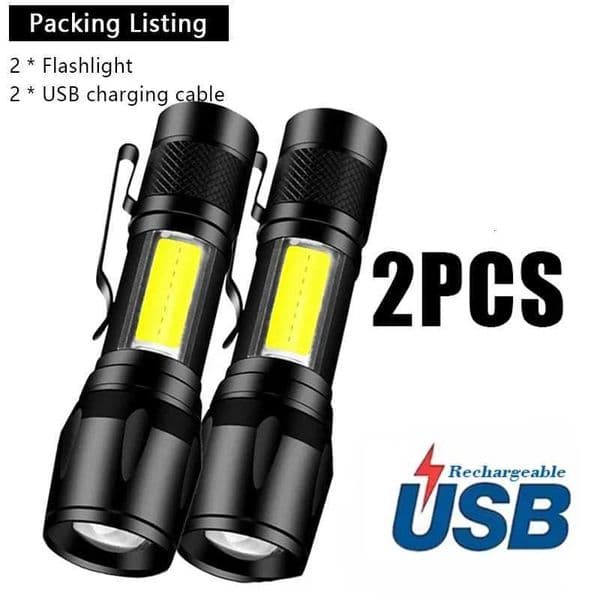 Mini Rechargeable LED Flashlight COBXPE Portable Torch Camping Lantern Zoomable Focus Light Tactical Flashlight with Pen ClipT251208