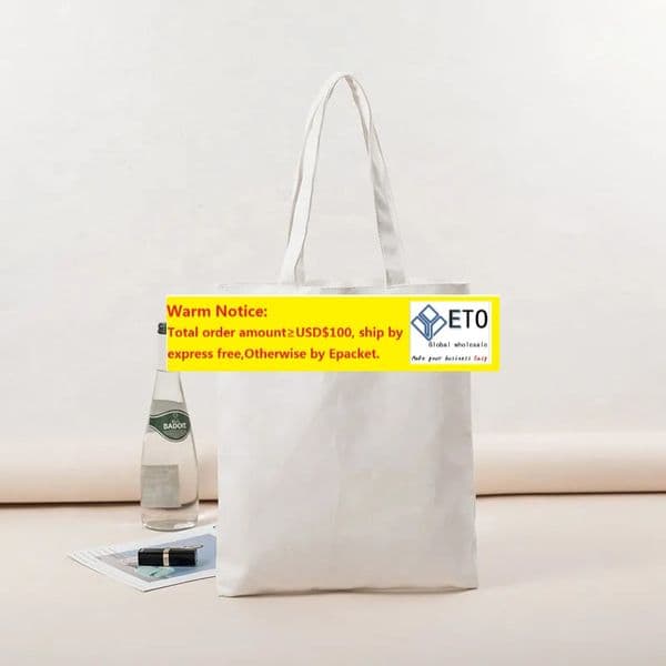 wholesale Sublimation Canvas Tote Bags Blank Cotton Totes with Handle Reusable Washable Grocery Shopping Plain Bags for Women Half ZZ