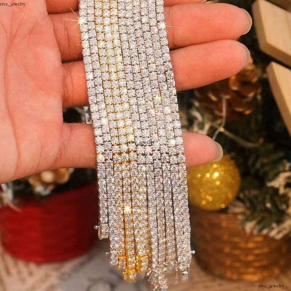 Fashion Hip-Hop Iced S Sier Vvs 2mm 3mm 4mm 5mm 6.5mm Silicon Stone Tennis Chain