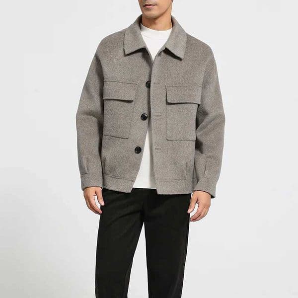 Mens 100 cashmere thick double-sided coat business casual classic versatile fashion mens style M251208