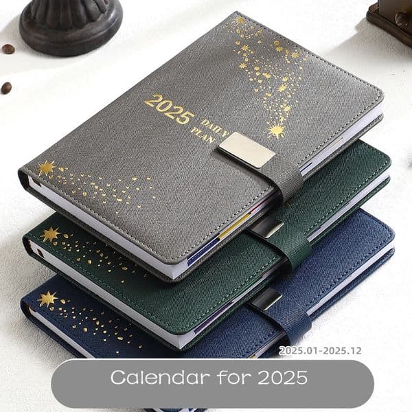 2025 Star Calendar Notebook Magnetic Snap Leather Journal Soft Binding 365 Days Diary Simple Planner 251129BANJIA