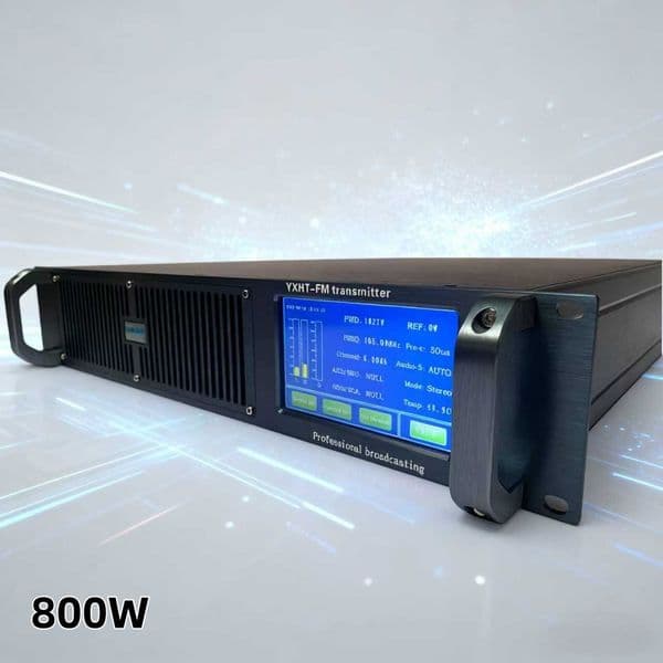 800W FM Transmitter with Intelligent Temperature Control, Top CD Sound, for Radio Station/Community & Wireless Network Coverage, Stable & Remote Monitoring