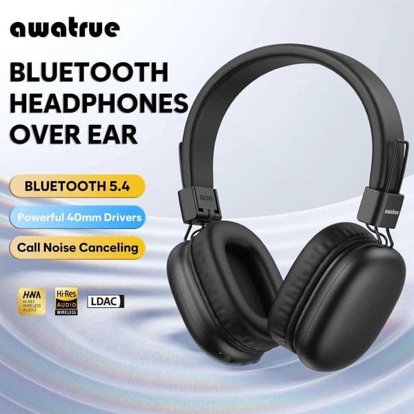 Awatrue Kids 54 Headphones Over-Ear Wireless Headsets with Mic Safe-Volume 85dBA USB-C Charging Foldable Comfortable M251208