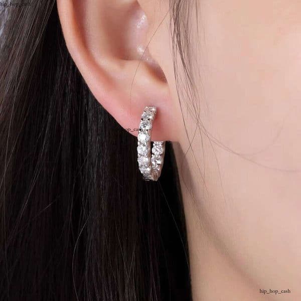 VVS Moissanite Drop Cluster Ice Out Vvs Luxury 925 Sterling Silver Women's D Color 3mm 2.6ct Round Cut Silicon Stone Hoop Earrings