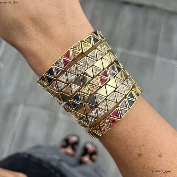 White Rainbow VVS Moissanite Triangle GRA Elastic Adjustable Bracelet Pearl 5A VVS Moissanite Women's Fashion Jewelry