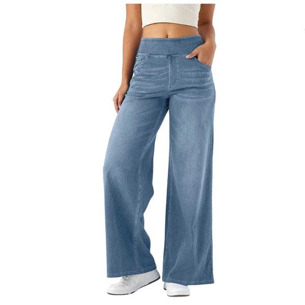 Baggy Ladies Wide Leg Trousers With Elastic Waistband High Waist Stretch Vertical Tube Trousers Stylish Womens Casual PantsT251208