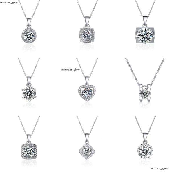 Fashion Women's VVS Moissanite Light Full Jewelry Imitation Sier Brass Necklace e2