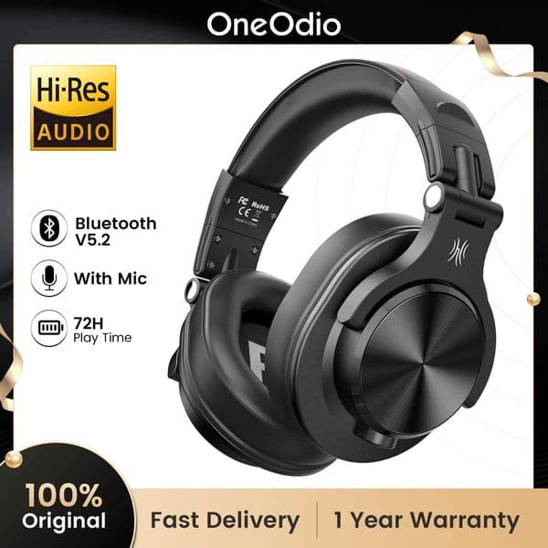 Oneodio A70 Wireless Headphones Over Ear72 Hours Playtime Hi-Res Audio Wireless Headset With Microphone M251208