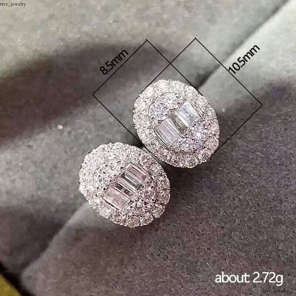 Luxurious Full Cubic Oval Earrings for Women Exquisite Ear Jewelry silver Fashion VVS Moissaniteia Accessories