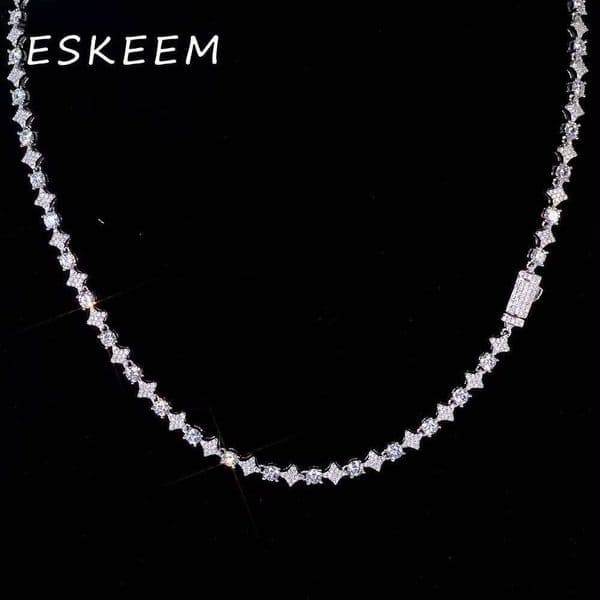 6mm Iced Out VVS Moissanite Tennis Bracelet Star Design 925 Silver White Gold Plated Charm Chain Fine Jewelry Gift for Women