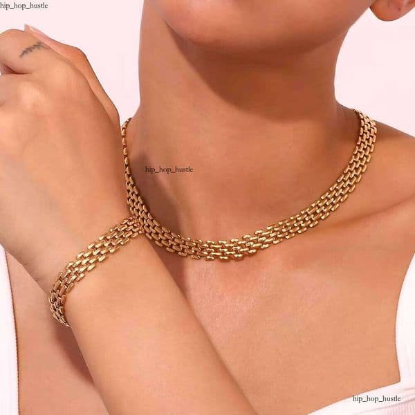 Thick PVD Gold-Plated Watch Strap Chain Necklace Sterling Silver Jewelry