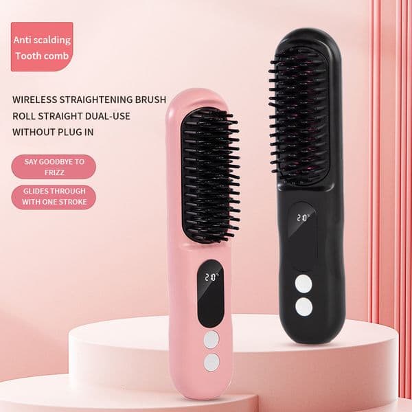 Cross border wireless negative ion straight hair comb does not damage hair, charging style curling iron dual-use high skull top styling artifact