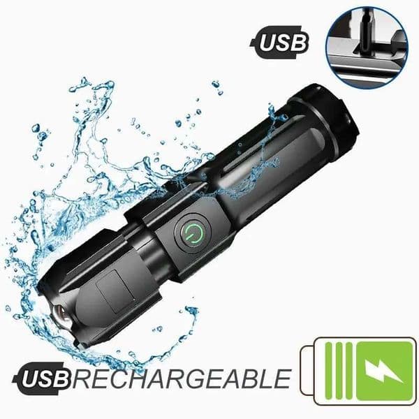 Powerful LED Flashlight Rechargeable USB 18650 Waterproof Zoom Fishing Hunting Camping 100000 Lumens Tactical Flashlight LED FLT251208