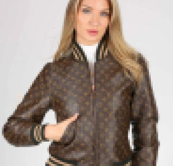 Leather Jacket Women printed Stand Collar Zipper Outwear Motorcycle Coats Lady Casual Short Baseball Uniform Jackets