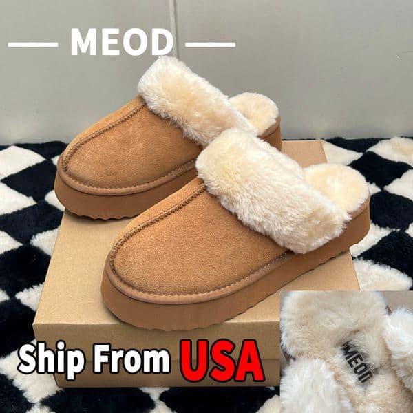 MEOD Slippers Designer Shoes Platform Slides Snow Boots Womens Classic Outdoor Chestnut Wool Fluffy Leather Women Slider Fast Ship With Box