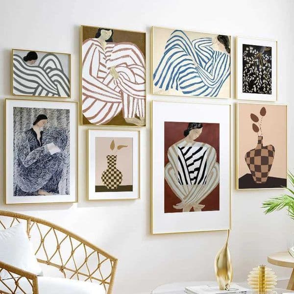 Abstract Line Striped Pajama Wen Wall Art Geetric Vase Canvas Painting Nordic Posters And Print Living Ro He ral Decor H251208