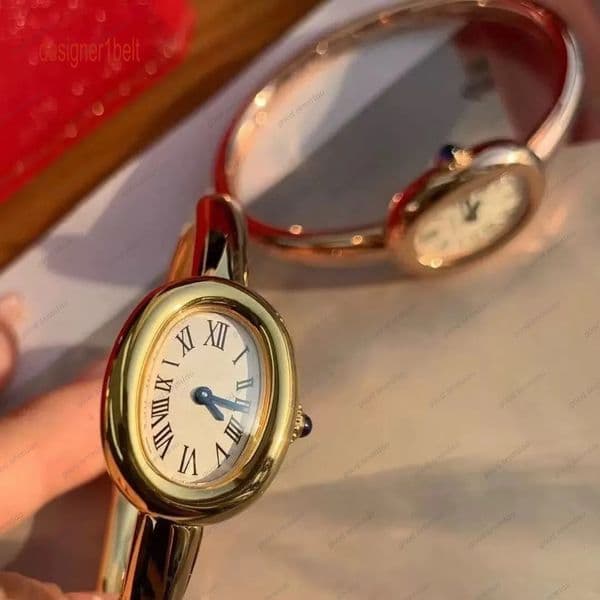 Unique Bathtub Vintage Silver Designer Womens Gold Plated Oval Watches High Quality Classic WomenWrist Watch Wedding Montre De Luxe C77 Bagnoire Itgirl