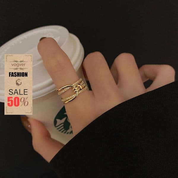 Ring For Women Designer Luxury Fresh Double Layer Zircon Simple Personty Inlaid Diamond Flower Womens Open Ring Jewelry Z260601