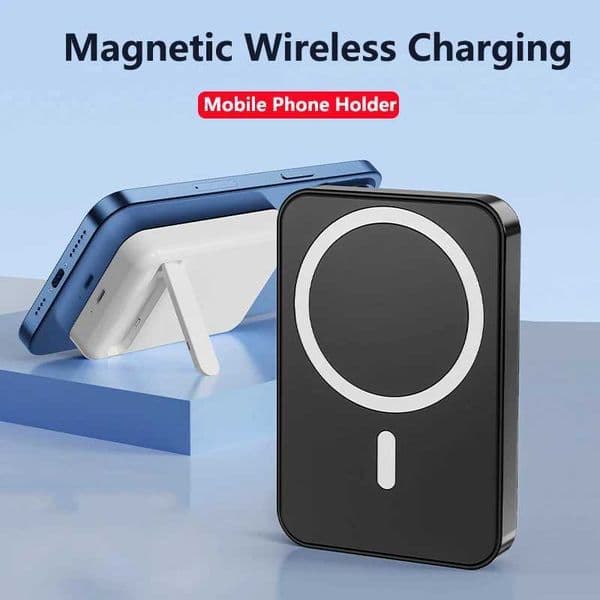 10000mAh Magnetic Wireless Charger Power Bank with Stand Magnetic Ring for iPhone 15 14 13 Mini Powerbank H251209