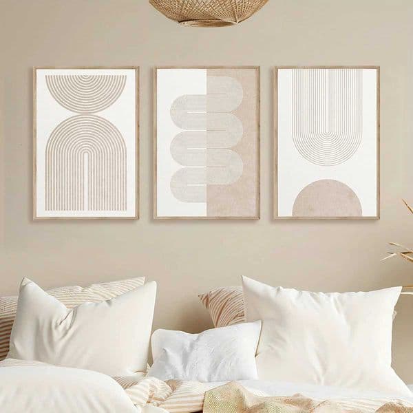 3pcs Modern Geetric Abstract Canvas Prints Poster Neutral Beige Europe Art Style for Living Ro He Decor Art Poster Gifts H251208