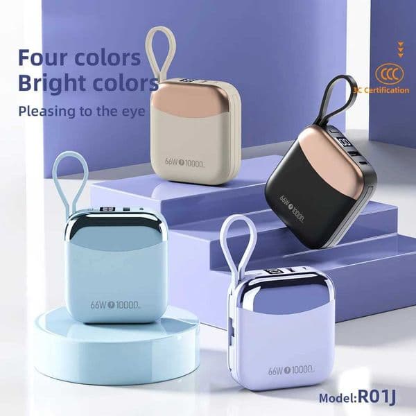 Power Banks 10000mah 66W Fast Charging With Cables Digital Display Type-c Powerbank Portable Batteries For IPhone H251209