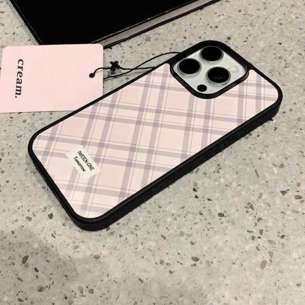 Ins New Cute Pink Grid Phone Case For iPhone 16 Pro Max 15 Pro 14 13 12 11 Pro X Xr Xs max Mini 7 8 Plus Cute Y2K Phone Cases M251209