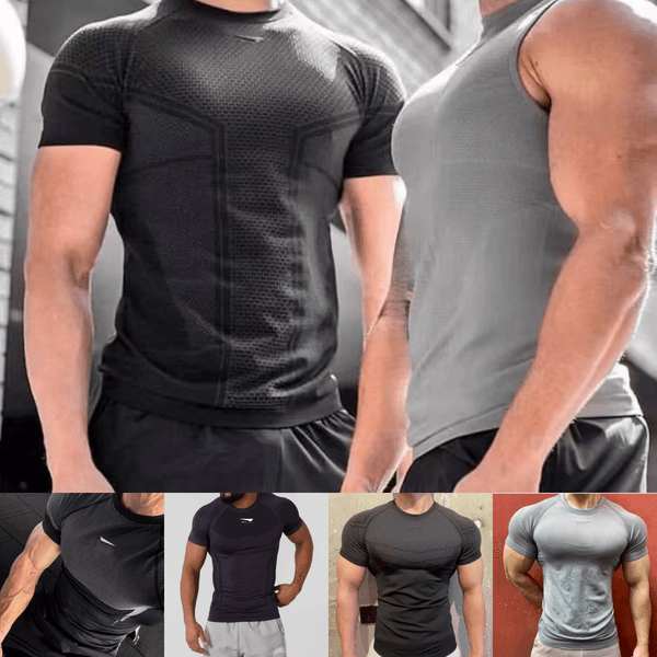 Workout Sports Breathable Compression Shirt Summer Short Sleeve Tee Gym Running Fitness T-shirts