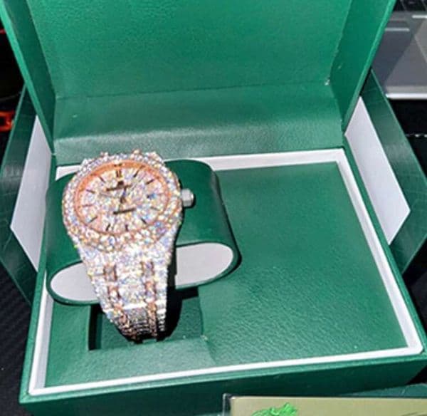 Watch on Sale VVS Moissanite Inlay Full Iced Out Automatic Movement Waterproof Unisex Style Fast and Free Shipping