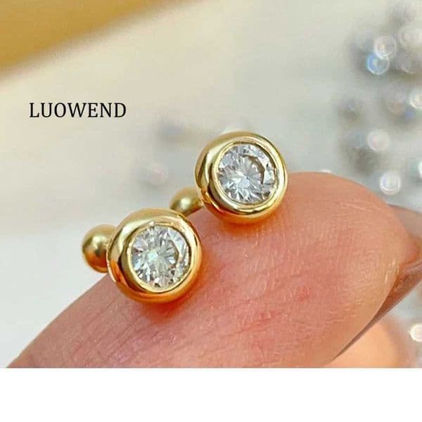 LUOWEND 18K White/Yellow/Rose Gold Women Elegant Style 030carat Real Natural Diamond Stud Earrings Party Jewelry K251209 XJ260130