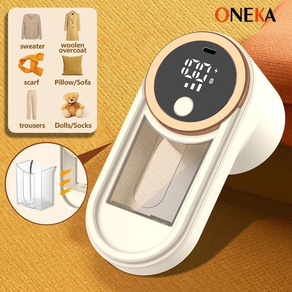 ONEKA Rechargeable Fabric Shaver Lint Remover Sweater Defuzzer Lints Fuzzs Pills Pilling Trimmer for Clothes Furniture 251204BJ