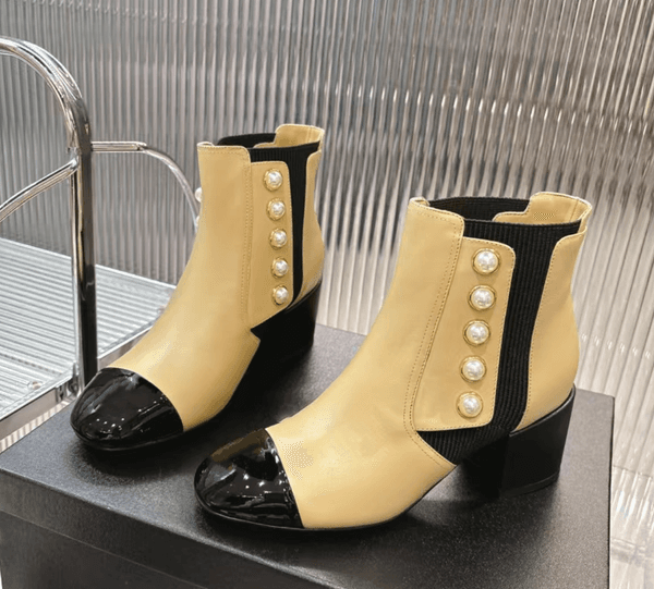 Designer - winter Women's Ankle Boots Railroad boots and Martin boots 6.5cm High-heeled shoes High-quality cowhide combined with pearls 35-41size