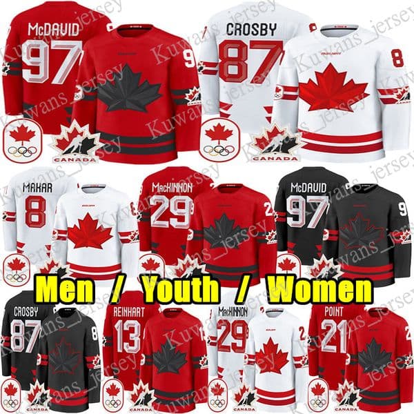 #87 Sidney Crosby Canada Team 2026 Olympices hockey jersey #97 Connor McDavid Macklin Celebrini Nathan MacKinnon Nick Suzuki Marner Brad Marchand Cale Makar jerseys
