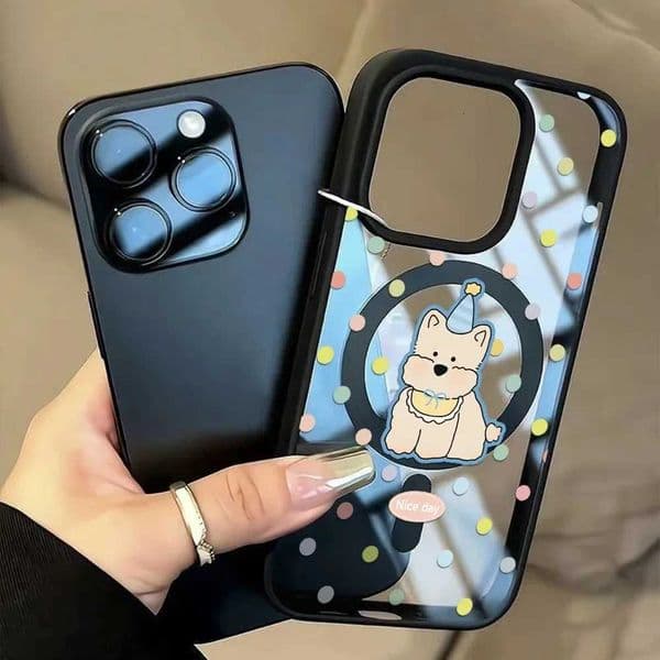 Wireless Charging Magnetic Cartoon Puppy Case For iPhone 17 16 15 14 Plus 13 11 12 Pro Max 17 Air Hard Shockproof Back Cover M251209