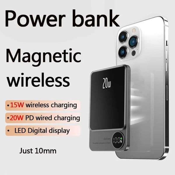 Portable 10000mAh Magnetic Wireless Power Bank Metal PD 20W Fast Charging External Battery For Mafe iPhone Powerbank H251209