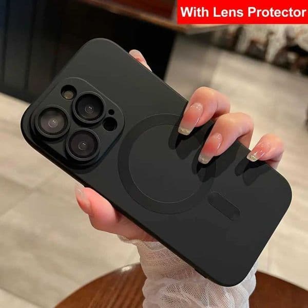 For Magnetic Wireless Charge Case For iPhone 16 15 14 13 12 11 Pro Max 16 Plus 16e Silicone Glass Lens Protection Cover M251209