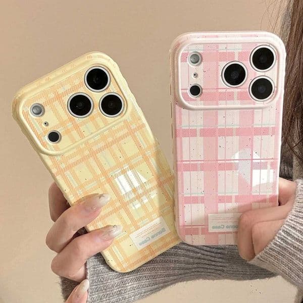 Stripe plaid geometry art refreshing sweet Phone case For iPhone 17 16 15 14 13 12 Pro Max Case Cute Cartoon shockproof Cover M251209
