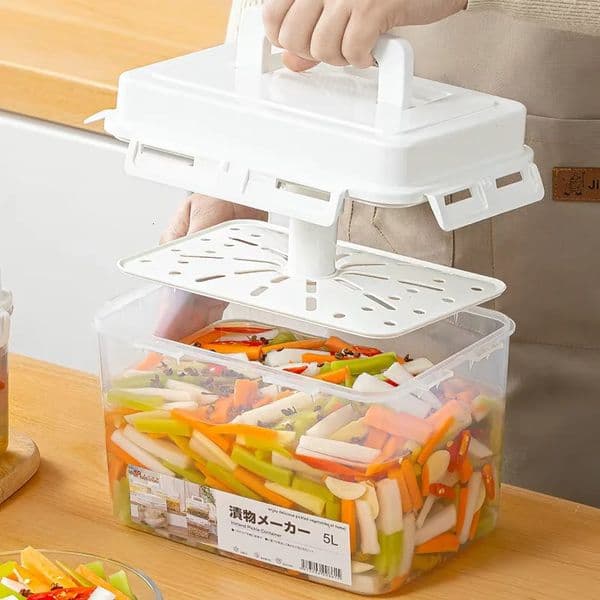 4/5L Pickle Jar with Press Plate Leakproof Kitchen Organizer Bins For Gherkin Sauerkraut Olive And Kimchi Storage Container 251204