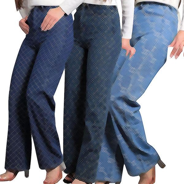 European American women's jeans fashionable casual new style elegant trendy jacquard wide-leg long jeans size S-XXL DD0141