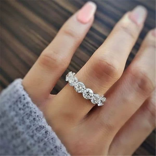 Real 925 Sterling Silver ring Round 4mm Lab Diamond Cz Engagement wedding band rings For women men Party Jewelry 251205