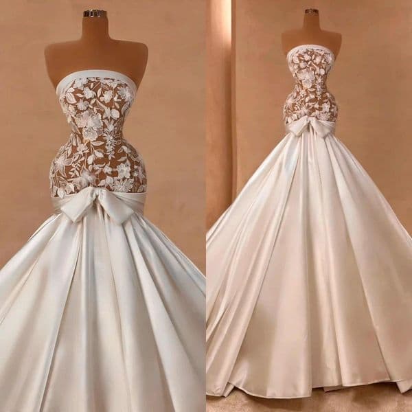 Elegant Wedding Dress Sleeveless Flower 3D Flowers Lace Bridal Gowns Appliques Satin Vestina De Novia Plus Size Customized Robes De Mariee H253188