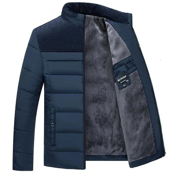 Puffer Jacket Mens Plush Thickened Parkas Stand Collar Jacket Mens Coat Winter Warm Thick Zipper Coat Padded Overcoat for Men 251204
