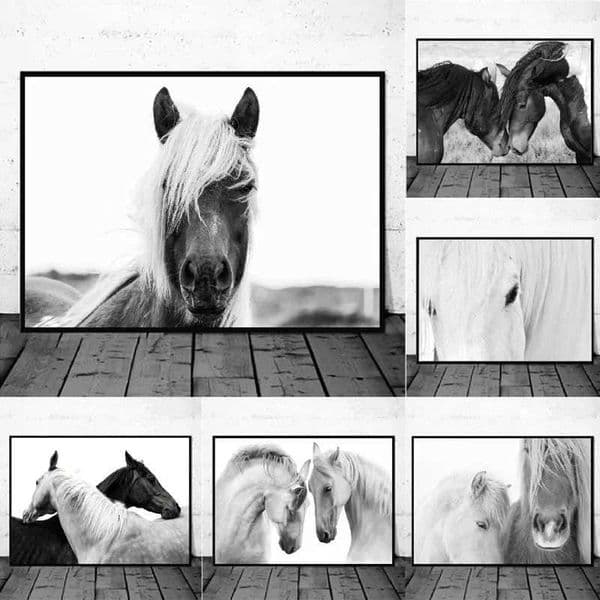 Black And White Horse Poster Art Painting Horses Photography Canvas Art Prints He Ro Wall Picture Modern Decor H251208