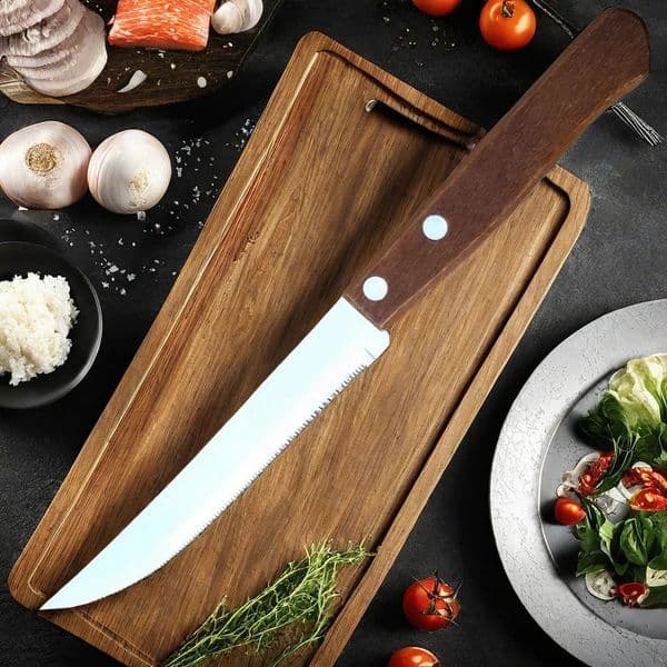 Kitchen knife with sawtooth edge steak knife wooden handle stainless steel 1/2/4/8 piece set kitchen accessory fruit knife 251202BJ