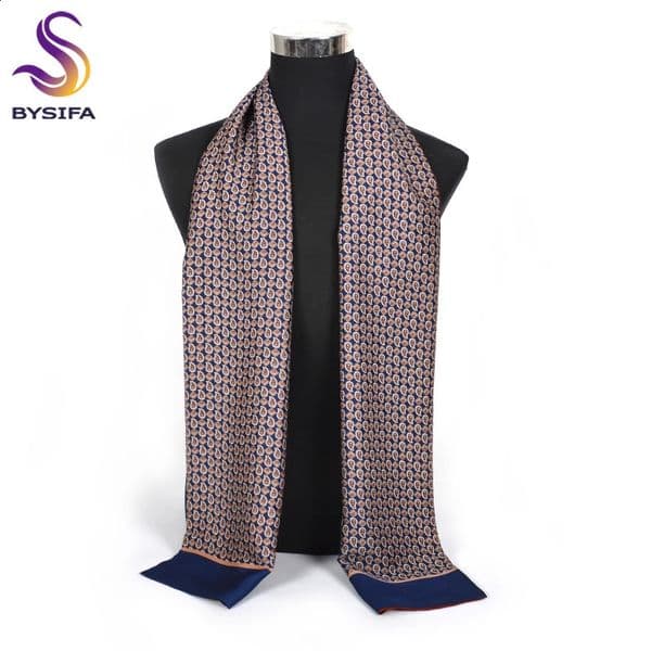 BYSIFA Winter Business Men Scarves Male Long Silk Scarf Cravat Double Faces Coffee Paisley Men Neck Scarf 17030cm 251204