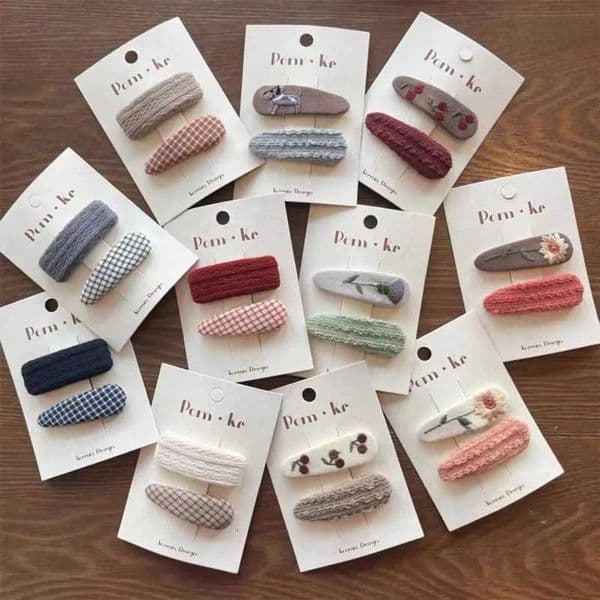 Childrens Embroidered Floral Hair Clips Set Fabric Plant for Baby Girls - Versatile Rural Style Accessories S260326 S260326