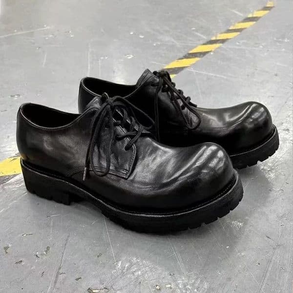 Designer Dress Shoes Pleated Shoes for Mens Pointed Toes Chunky High Heels Male Loafers Sewing Lines Chassure Hommes Shallow Tacones Solid Zapatos
